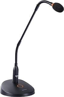 BOYA Desktop Condenser Podium Microphone, 18" Bi-fold Gooseneck Microphone with Mute Button&LED Indicator, XLR Mic for Conference Meeting Video Live Streaming Lecture Speech Podcast