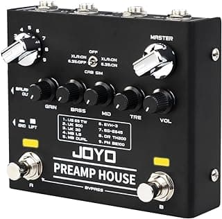 JOYO Amp Simulator Guitar Pedal, 9 Amp Models with Dual Channel & 18 Tones, IR Cab Sim, XLR Out & FX Loop, Bypass (Preamp House R-15)
