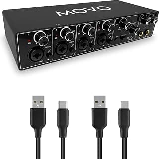 Movo UMX-2 4-Channel USB/USB-C Audio Interface for Recording, Podcasting, Audio Production – Mac & PC