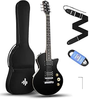 Donner Electric Guitar Beginner Kit 39" – Full Size Solid Alder Body H-H Pickups, 25.5" Extended Scale C-Shape Neck with Gig Bag, Ideal for Rock Blues Practice (DSC-128/Black)