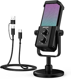 NEEWER UM01 AI Noise Canceling USB Microphone, Plug & Play Cardioid RGB Condenser Mic Mute/Music Sync/App Control for Android Windows PC Mac PS4/5 Gaming Recording Streaming Podcasting Studio Computer