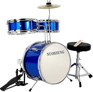 Kids Drum Set 3-Piece for Beginners, 13 Inch Complete Junior Drum Kit with Bass Tom Snare Drum,Adjustable Throne, Cymbal, Pedal &Drumsticks, Poplar Hardwood Educational Musical Toy