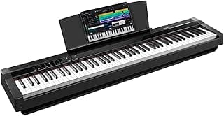 STRICH Digital Piano 88 Key Full Size Weighted Keyboard, Hammer-Action Portable Electric Piano For Beginner Adults, Bundle With Sustain Pedal, Piano Stickers, Music Rest, Black, SDP-P7