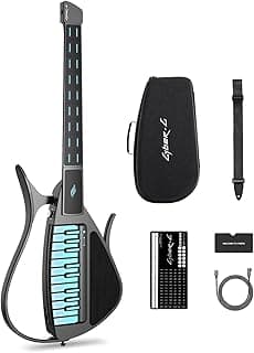 Enya CYBER-G Stringless Smart Guitar, Foldable Travel Backing Guitarra, Built-in Drum Machine & Bassline, 20 instrument Sounds for One-Man Band, App Interactive Chord Sheets For Adults & Teens(Black)