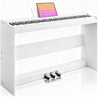 AiJoy 88-Key Digital Piano for Beginners, Velocity-Sensitive Keys, Electric Piano with Triple Pedal, MIDI & Headphone Support, Compact Elegant Design, Christmas & Birthday Gifts, White (ADP10)