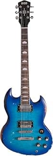 KGD Relic Electric Guitar,Solid Body Electric Guitar With Mahogany Body and Neck,Rosewood Fingerboard,Bone Nut,SG style 6-String Guitar,Professional/Electric Guitars for Adults