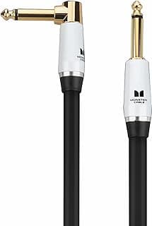 Monster Prolink Studio Pro 2000 Instrument Cable, 21 ft Right Angle to Straight Guitar Cable, 24k Gold Contacts, 95% Copper Braided Shielded Amp Cord, Duraflex Jacket for Electric Guitar & Bass