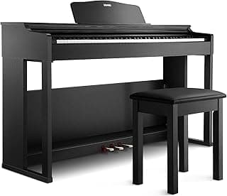Donner DDP-100S Digital Piano 88 Key Weighted Graded Hammer-Action Piano Keyboard with MIDI In/Out, 200 Sounds & Rhythms, 100 Demo, Electric Piano with Bench for Beginner Professional