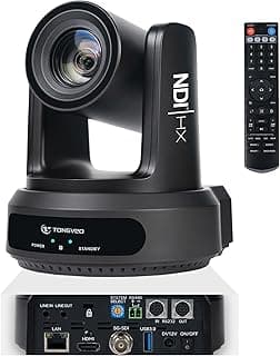 TONGVEO NDI AI Auto-Tracking IP PTZ Camera SDI/HDMI/USB3.0/LAN PoE 30X Optical + 8X Digital Zoom 1080P 60fps for Live Streaming Church Services Education Video Conference with OBS vMix and More