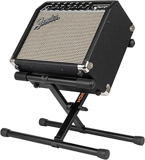 STRICH Amp Guitar Stand, Middle Profile Guitar Combo Speaker Stand, X-Shape Folding Amplifier Stand, Fully Collapsible, Black, SAT-02