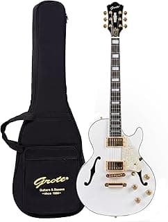 Grote LPF-001 Semi-Hollow Body Electric Guitar Coils Splitting with Gigbag (White)