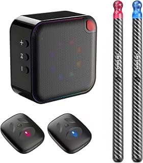 Upgraded Air Drumsticks with Speaker, Virtual Drum Sticks, Electronic Drum Set & Pedals & Bluetooth Adapter & 8 Sounds, 3D Motion Sensing RGB, for Home & Party Adults, Kids (Carbon Fiber Black)