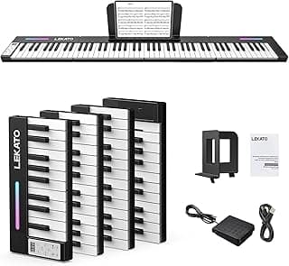 LEKATO Portable Piano Keyboard, 4 pcs Magnetic Electric Piano with Up to 88 Keys, 128 Tones, 128 Rhythm, 21 Demo, Split, Dual Tone, Record, Bluetooth MIDI, Headphone Jack, for Beginners Home Travel