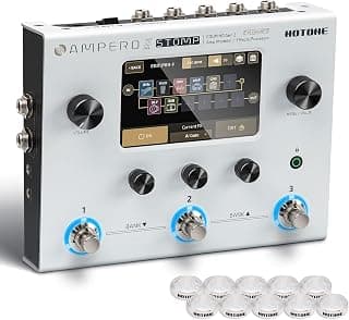 HOTONE Guitar Multi Effects Processor Multi Effects Pedal Touch Screen Guitar Bass Amp Modeling IR Cabinets Simulation Multi FX Processor (Include 10 PCS Additional Footswitch Toppers)