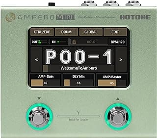 Hotone Ampero Mini MP-50 Guitar Bass Amp Modeling IR Cabinets Simulation Multi Language Multi-Effects with Expression Pedal Stereo OTG USB Audio Interface (MUSTARD)