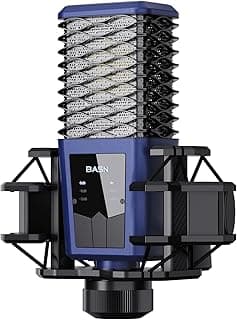 BASN BMS2 Cardioid Condenser Microphone, Large Diaphragm XLR Studio Recording Mic for Podcasting, Singing, Streaming (Blue)
