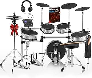 AKLOT Acoustic-Style Electric Drum Set: Independent 16'' Wooden Double Pedal Bass Drum and 12'' Snare, Triple-Zone Ride Cymbal, Standalone Hi-Hat, Full Mesh Pads, 460 Sounds, USB MIDI (B-CORE543D)