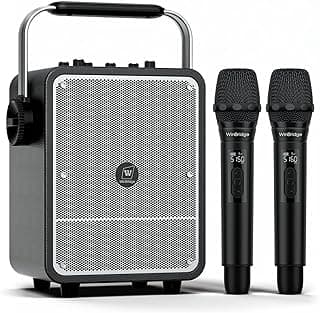 150W High-Power Karaoke Machine with 2 Wireless Microphones for Adults, Professional PA System & Voice Amplifier, Portable Bluetooth Speaker with Microphone for Party, Events, Outdoor, Guitar Amp S200