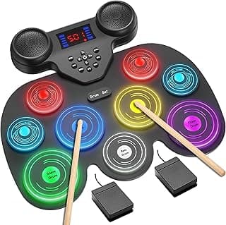 Electric Drum Set: Save $21! Colorful LED Lights & Bluetooth MIDI