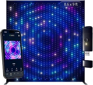 Twinkly Lightwall - 8.6 x 9 ft - Black Backdrop - with Stand and Music Dongle - Type A Plug