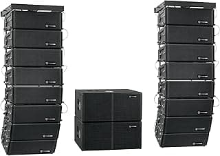 PRORECK Venue Set 10000W P.M.P.O Stereo/Mono DJ Powered PA Speaker System Combo Set Dual 4’’ Line Array Speaker, Dual 12 inch Active Subwoofer with Bluetooth Control, DSP Suitable for Concert, Venue