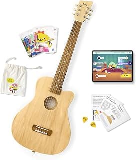 Loog Pro 6 Acoustic kids real guitar for Beginners Compact size Ages 9+ Learning app and Lessons included