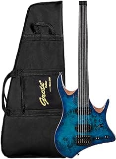 Grote Headless Electric Guitar Mahogany Body Maple Neck Lightweight guitar with Gigbag GRHL-004 (Blue)