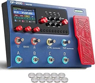 VALETON Multi Effects Processor Pedal with Expression Pedal FX Loop MIDI I/O Amp Modeling IR Cabinets Simulation Stereo OTG USB Audio Interface GP-200X (Include 10 Pcs Additional Footswitch Toppers)