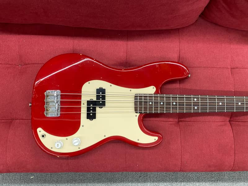 1996 Squier P-Bass in Torino Red - 25% Off MSRP!